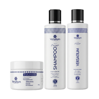 Versatium Sem Formol 100% Liso 300ml + Shampoo 300ml + Máscara Tratamento 300g