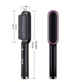 2-in-1 Electric Hair Straightener Brush Hot Comb Adjustment Heat Styling Curler Anti-Scald Comb, 2-in-1 Styling Tool For Long-Lasting Curls And Straight Hair - Versatium Cosméticos