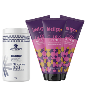 Combo 3 Alinhamento Idelize + Máscara 1kg | 100% Liso Profissional E Cuidado Completo