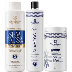 Progressiva Sem Formol e Sem Pausa 1Kg + Shampoo + Máscara 1Kg