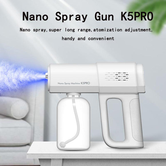 Pulverizador do Sanitizer Da Mão Luz Azul Nano Spray de Desinfecção A Vapor elétrica Gun Início Car Sem Fio USB Umidificador Atomizador - Versatium Cosméticos